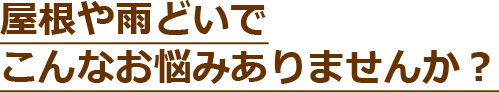 屋根や雨どいでこんなお悩みありませんか？