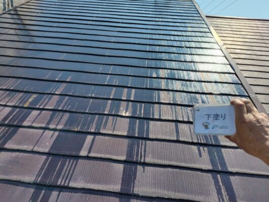 奈良県磯城郡田原本町Y様邸　外壁塗装・屋根塗装・防水工事 屋根下塗り