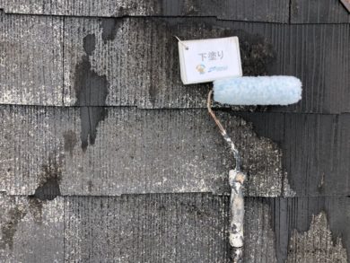 奈良御所市H様邸　外壁塗装　屋根塗装 屋根塗装下塗り1回目
