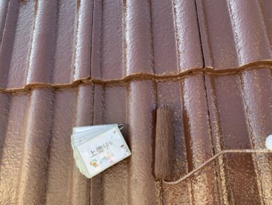 奈良香芝市T様邸　外壁塗装・屋根塗装工事 屋根上塗り