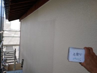 奈良香芝市M様邸　外壁塗装・ベランダ防水工事・外塀塗装 外壁塗装上塗り