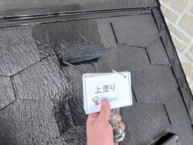 奈良大和高田市Y様邸　外壁塗装・屋根塗装・防水工事 屋根上塗り