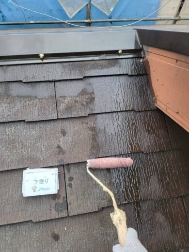 奈良奈良市O様邸　外壁塗装・屋根塗装・防水工事 屋根下塗り
