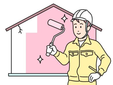 奈良の香芝の株式会社ヨネヤの外壁塗装と屋根塗装の塗装工事をする男性