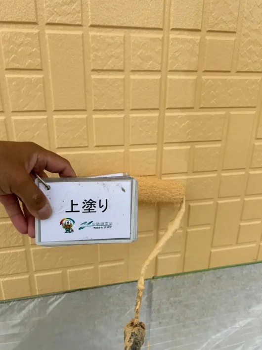 奈良県高市郡高取町 株式会社E様（アパートⅡ）　外壁塗装工事 外壁　上塗り