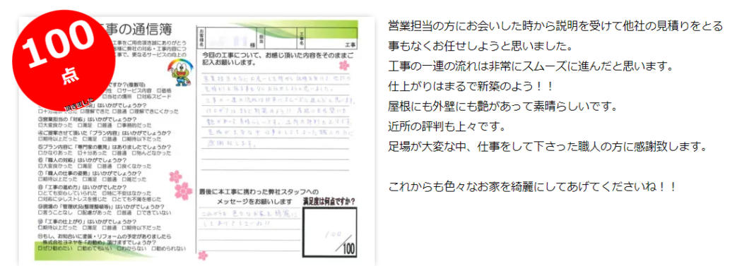 奈良の外壁塗装・屋根塗装は実績No.1安心のヨネヤのお客様の声