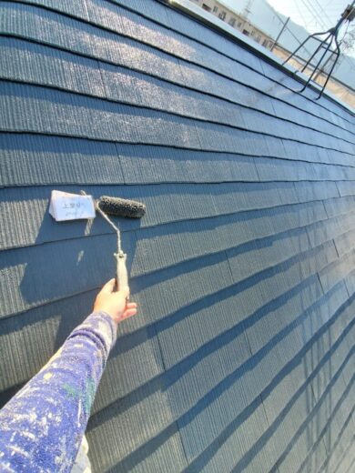 奈良大和高田市K様　外壁塗装・屋根塗装工事 屋根上塗り