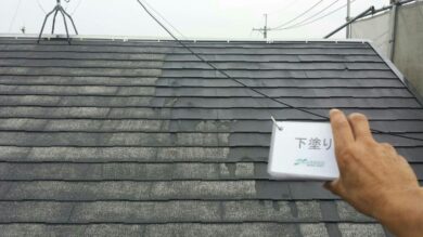 奈良大和高田市Y様　外壁塗装・屋根塗装・防水工事 屋根塗装下塗り