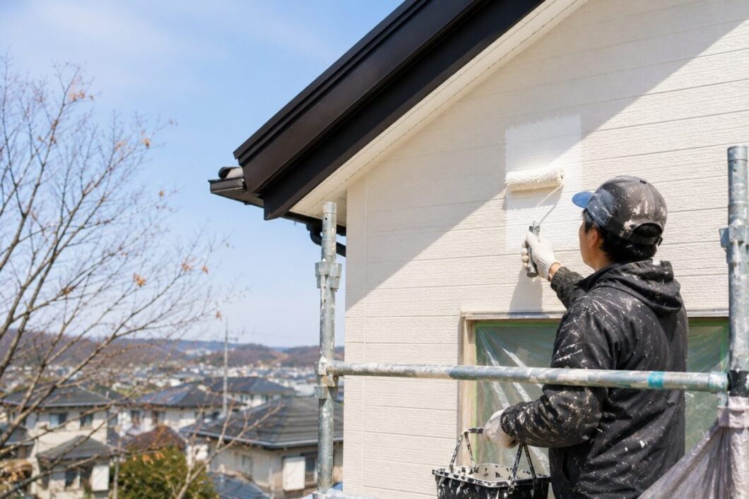 奈良県塗装会社による外壁・屋根塗装工事の冬の住宅