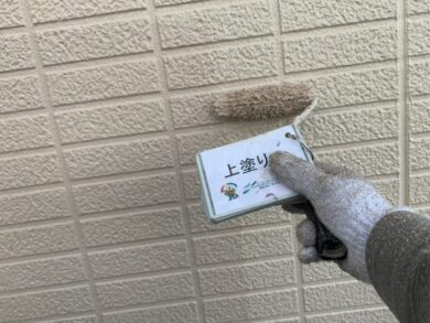 奈良香芝市T様邸　外壁塗装・屋根塗装工事 外壁上塗り