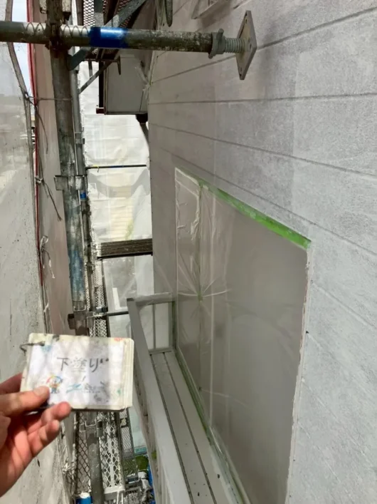 奈良県生駒市小明町S様邸　外壁塗装・屋根塗装・防水工事 外壁　下塗り