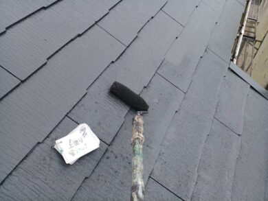 奈良奈良市Y様邸　外壁塗装・屋根塗装・防水工事 屋根上塗り