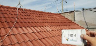 奈良香芝市S様邸　外壁塗装・屋根塗装・防水工事 屋根下塗り