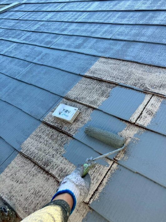 奈良県磯城郡田原本町M様邸　外壁塗装・屋根塗装・防水工事 屋根下塗り