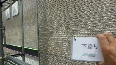 奈良大和高田市Y様　外壁塗装・屋根塗装・防水工事 外壁塗装下塗り