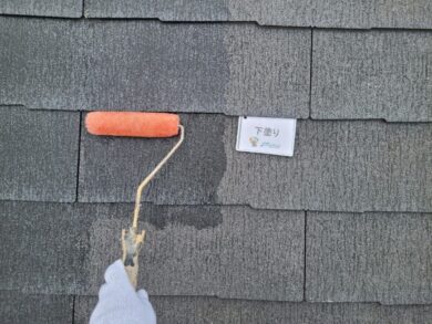 奈良大和高田市N様邸　外壁塗装・屋根塗装・防水工事 屋根下塗り