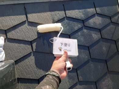 奈良大和高田市Y様邸　外壁塗装・屋根塗装・防水工事 屋根下塗り