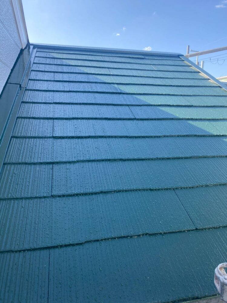 奈良の香芝市の株式会社ヨネヤの外壁塗装と屋根塗装のグリーン系