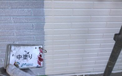 奈良北葛城郡広陵町H様邸　外壁塗装・防水工事 外壁中塗り