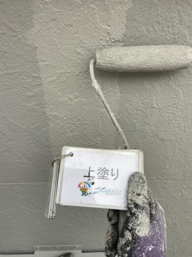 奈良奈良市Y様邸　外壁塗装・屋根塗装・防水工事 外壁上塗り