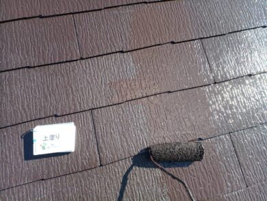 奈良北葛城郡上牧町K様邸　外壁塗装・屋根塗装工事 屋根上塗り