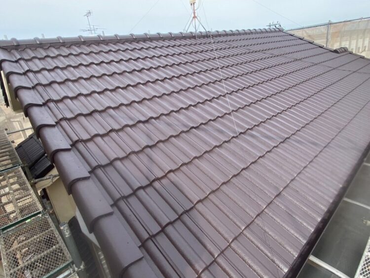 奈良の香芝市の株式会社ヨネヤの外壁塗装と屋根塗装のブラウン系