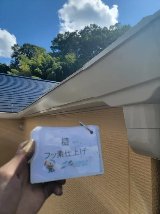奈良県高市郡高取町 株式会社E様（アパートⅠ）　外壁塗装工事 樋　フッ素仕上げ