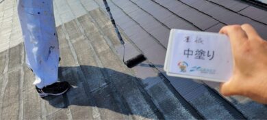 奈良橿原市F様邸（アパート）　外壁塗装・屋根塗装工事 屋根中塗り