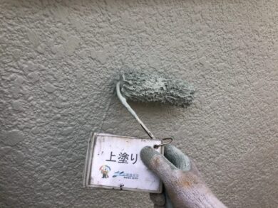大阪南河内郡太子町S様　外壁塗装・屋根塗装・防水工事 外壁上塗り