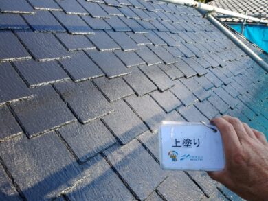 奈良生駒市K様邸　外壁塗装・屋根塗装工事 屋根上塗り