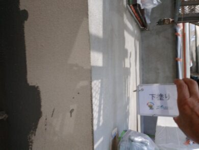奈良香芝市N様邸　外壁塗装・防水工事 外壁下塗り