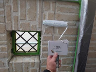 奈良大和高田市Y様邸　外壁塗装・屋根塗装・防水工事 外壁上塗り