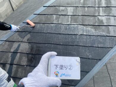 奈良香芝市T様邸　外壁塗装・屋根塗装 屋根下塗り②