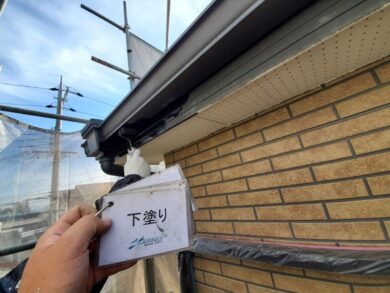奈良大和高田市K様　外壁塗装・屋根塗装工事 外壁下塗り