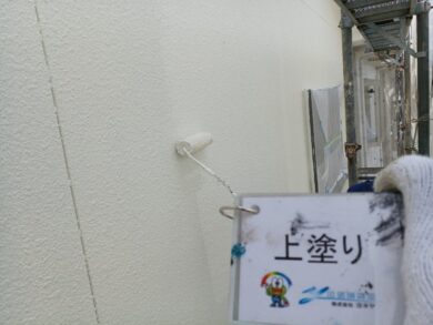 奈良奈良市O様邸　外壁塗装・屋根塗装・防水工事 外壁上塗り