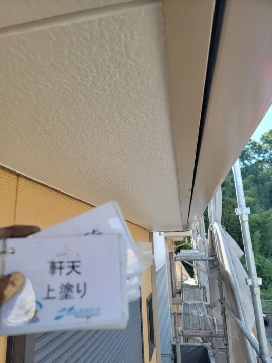 奈良県高市郡高取町 株式会社E様（アパートⅠ）　外壁塗装工事 軒天　上塗り