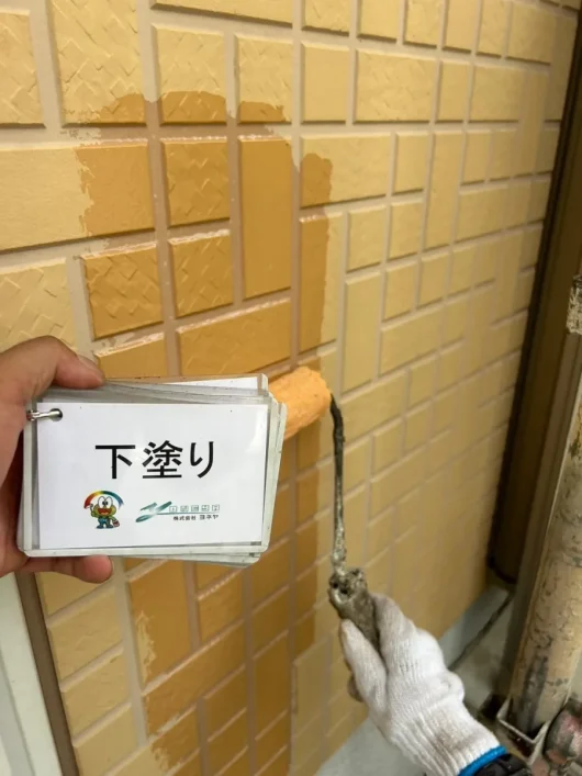 奈良県高市郡高取町 株式会社E様（アパートⅡ）　外壁塗装工事 外壁　下塗り