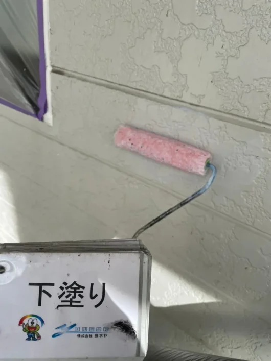 奈良県橿原市石原田町 株式会社O様（アパート）　外壁塗装・屋根塗装工事 外壁　下塗り
