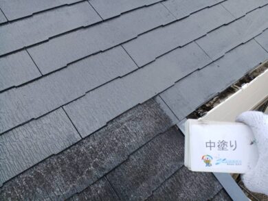 奈良奈良市Y様邸　外壁塗装・屋根塗装・防水工事 屋根中塗り