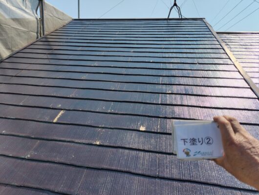 奈良県磯城郡田原本町Y様邸　外壁塗装・屋根塗装・防水工事 屋根下塗り②