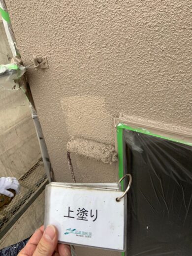 奈良大和高田市K様　外壁塗装・屋根塗装・防水工事 外壁上塗り